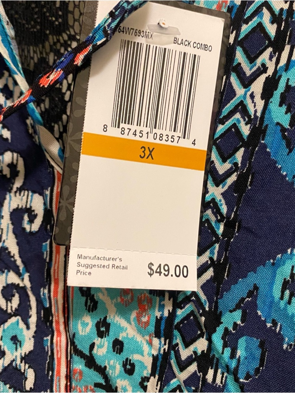 Stoosh Womens Boho Tank Top 3X 3XL Bust 54” Blue Black White Print New NWT $49 - Picture 3 of 10